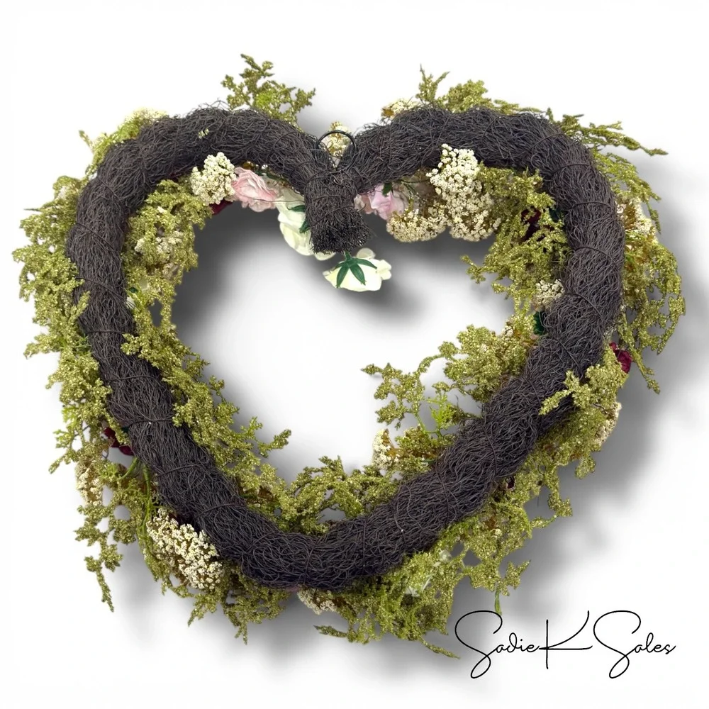 My Texas House Rose Wreath Floral Heart Wall Decor Coquette 22 in‎